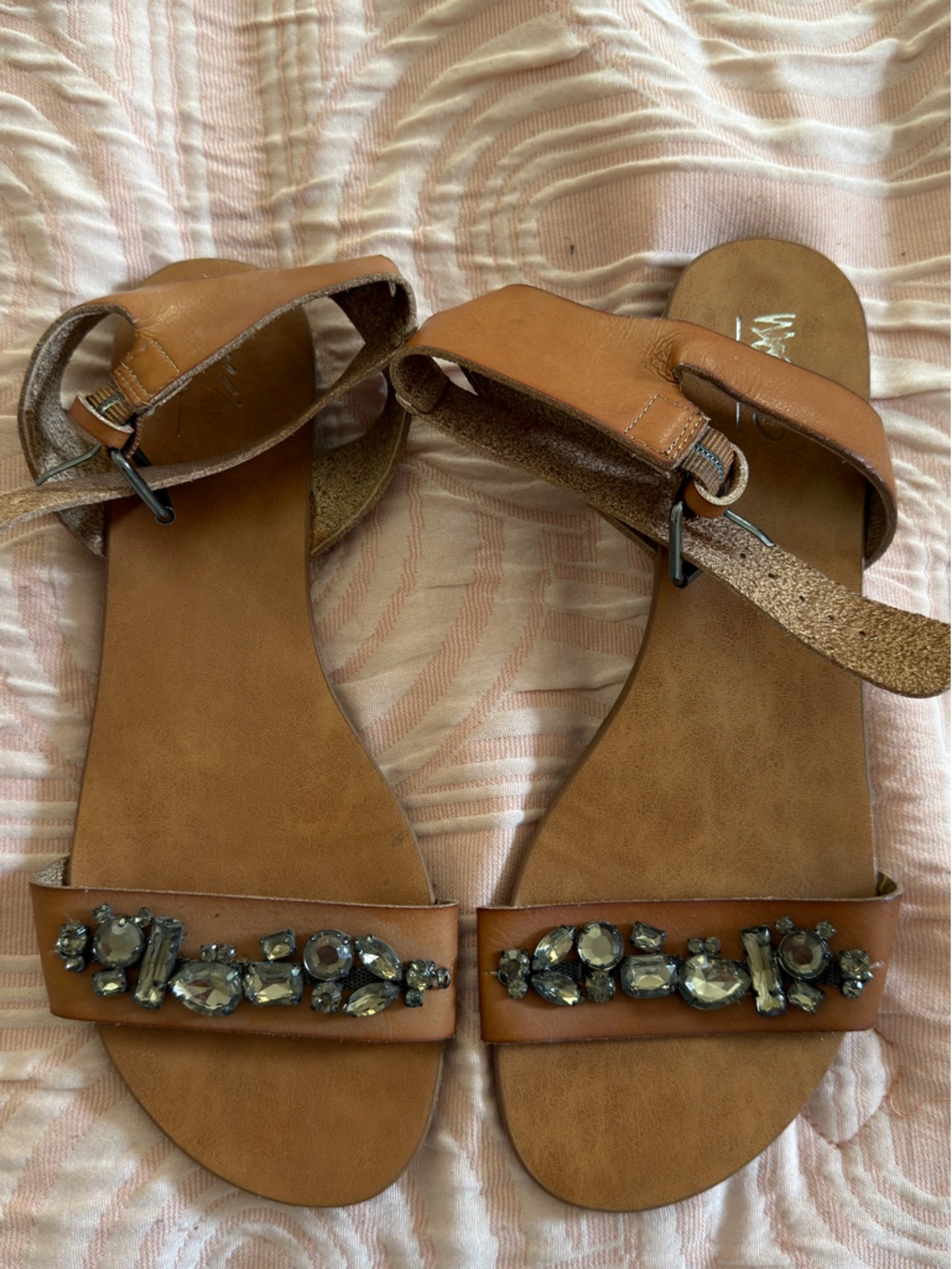 Mossimo Supply Co. Tan Jeweled Wedge Sandals